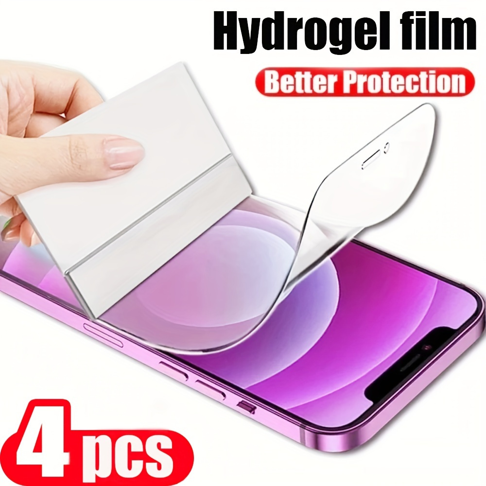 

4 Pieces Hydrogel Film Screen Protector For Iphone 11 Pro/12 Mini/13/14 Plus/x/xr/xs Max: Soft, Full Cover, Ophophobic, Waterproof, And Fingerprint Resistant