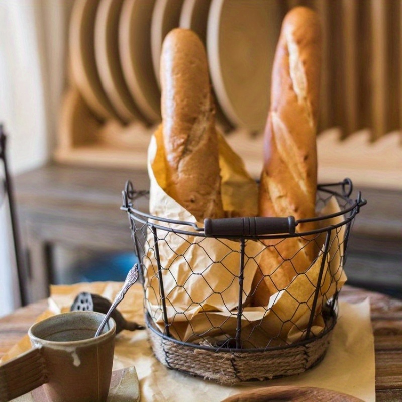 

Panier de Rangement en Fil de Fer Rustique Poignées en - , Polyvalent et Décoratif les Courses, Jouets, - Ajoute d'Élégance à Toute Pièce