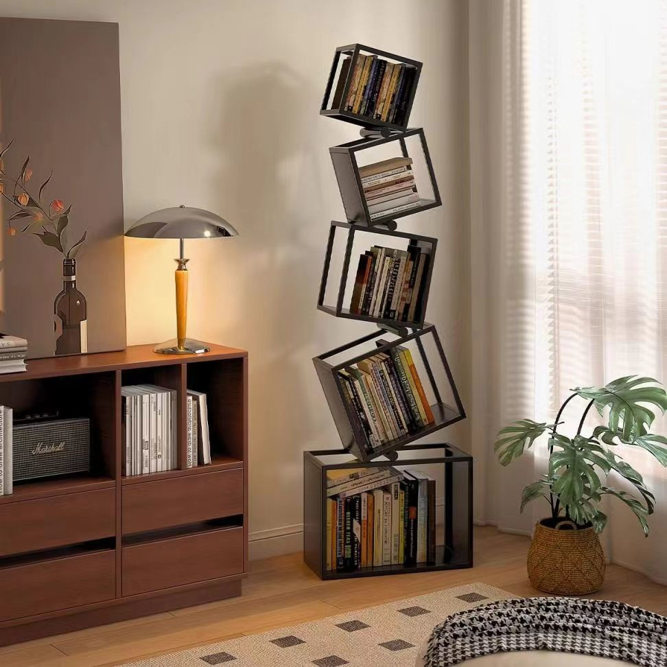 Modern Geometric Bookshelf - Office Bookcase With Aesthetic Design