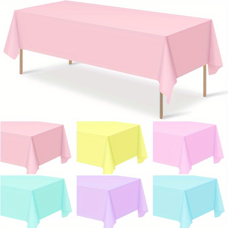 

12-pack Disposable Plastic Rectangle Tablecloths, 54x108-inch, Pastel Assorted Colors, Woven Machine-made Table Covers For Baby Shower, Wedding, Birthday, Spring & Summer Parties