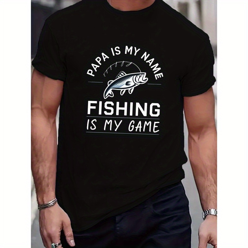 

Fishing Papa Slogan Fitted Men's T-shirt, Sweat-wicking And Freedom Of Movement