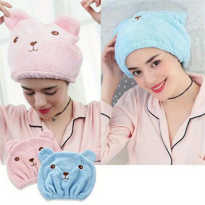 

Cute Cartoon Cat Hair Towel Wrap, Ultrafine Fiber Quick Dry Bath Cap, Lightweight Polyester Knit Fabric Hair Drying Towel, Contemporary Style With Unique Pattern - 1 Piece