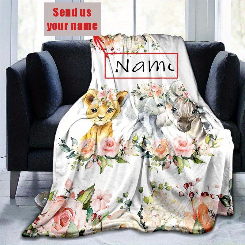 

Custom Name Soft Throw Blanket - Cute Animal Pattern, All-season Cozy Home Blanket For Bed & Sofa Throw Blanket For Couch Custom Blanket