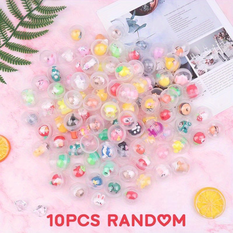 

10 Pcs Mini Animal Toy Capsules - Heart Patterned Small Breed Pet Balls, 32mm Plastic Vending Machine Charms, No Battery Required