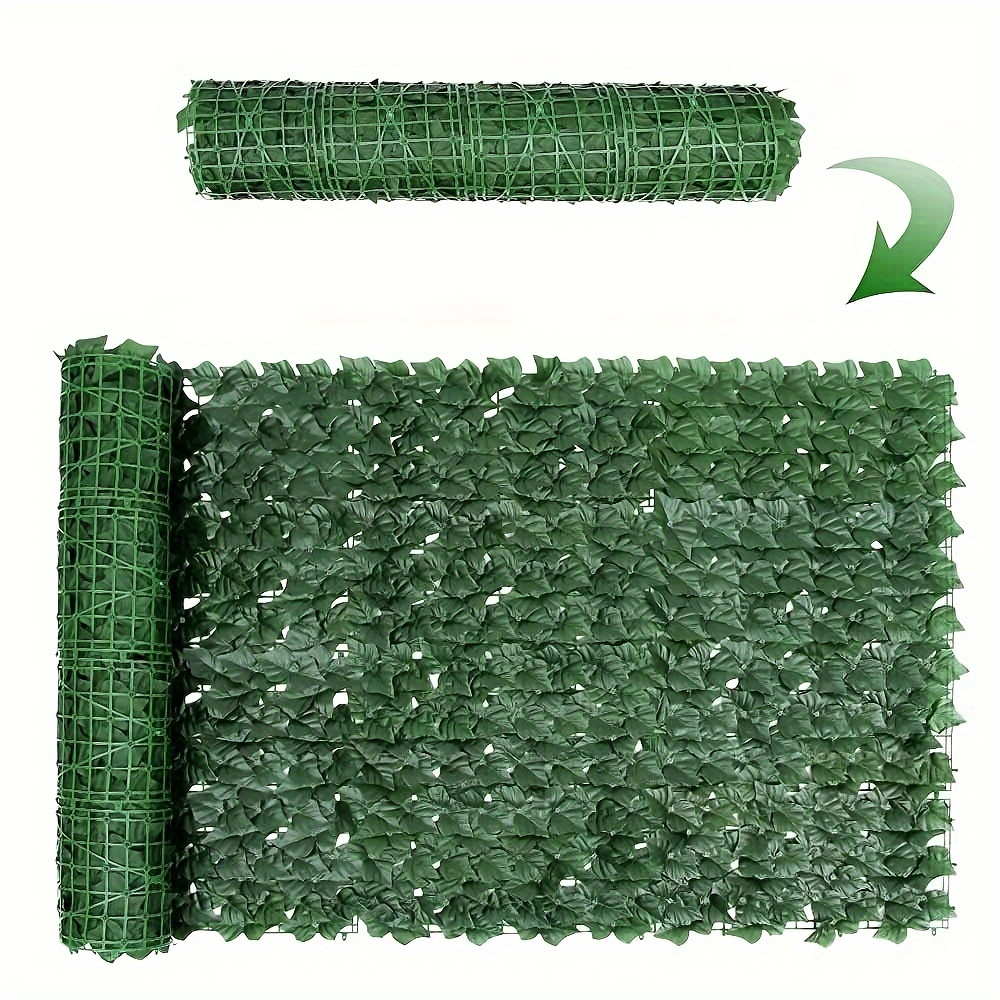 

Artificial Ivy Privacy Fence Screen - Plastic Trellis With Faux Leaves For Garden Wall, Balcony, Outdoor Decoration - Stake Mount, No Electricity Needed - Green (1pc, 39.37 X 118.11 Inch)