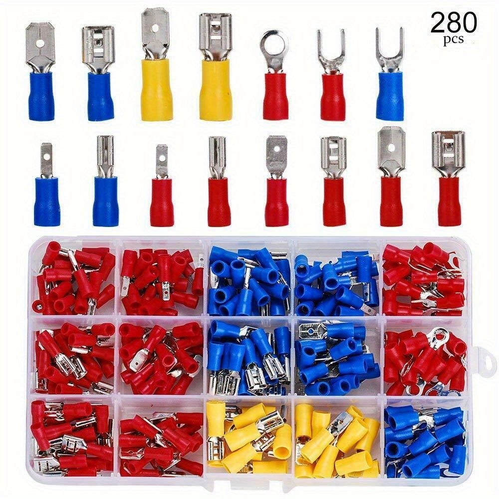 

280pcs Mixed Electrical Wire Terminals Crimp Connectors Spade Insulated Kit