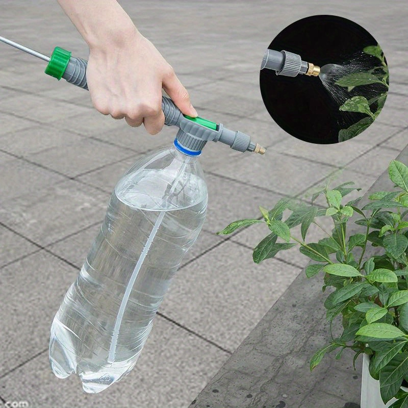 

High Pressure Handheld Manual Sprayer With Adjustable Nozzle - Multiple Components Included, Plastic Material - Garden Watering Tool For Various Bottle Sizes