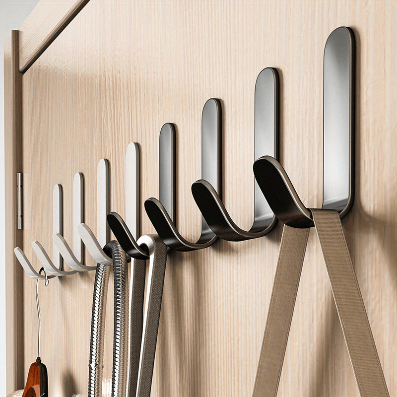 

6pcs Strong Adhesive J-shaped Wall Hooks - No Punching Needed, Durable Cubicle Hooks For Hanging Coats, Hats, Handbags - Home Organization Gadget