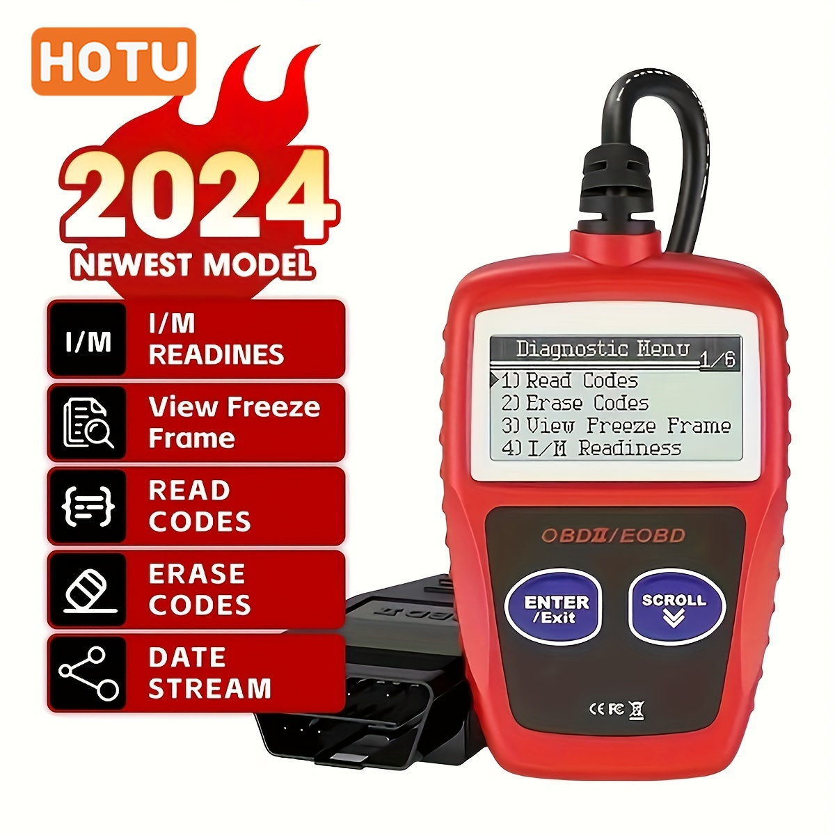 

Hotu Car Diagnostic Tool - Upgraded Ms309 Obd2 Scanner For Easy Fault Code Reading, Durable Pvc Construction