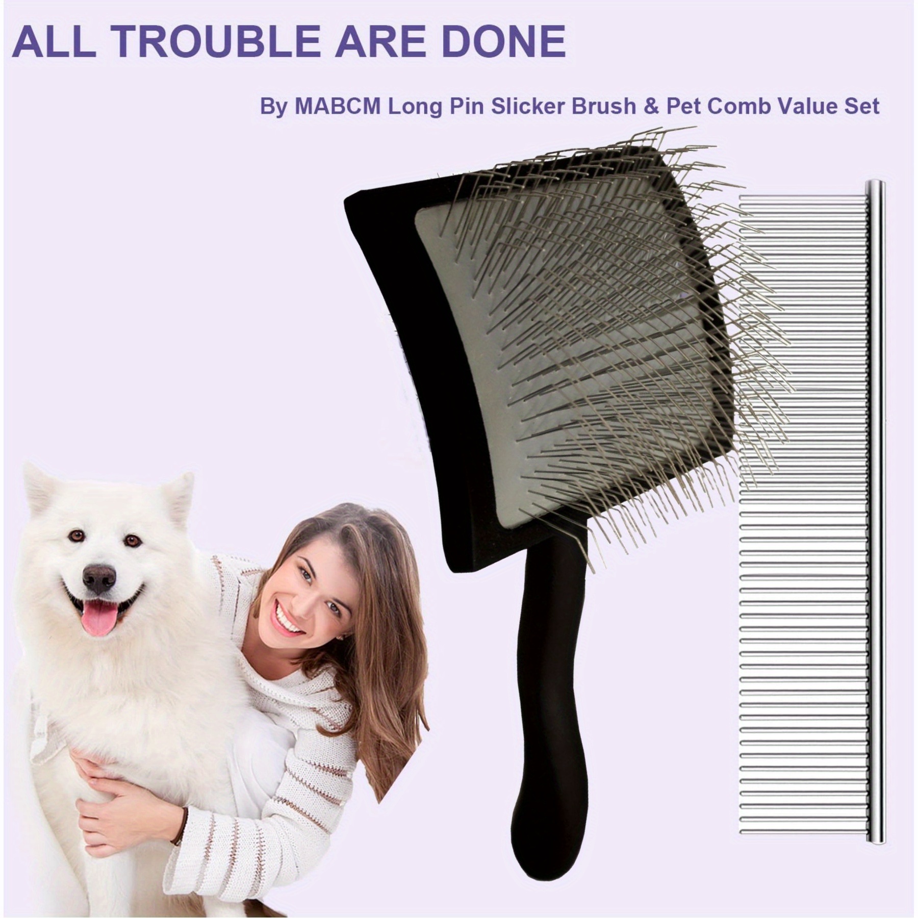 Pet Grooming Brush For Dogs & Cats Detangling And Deshedding Comb