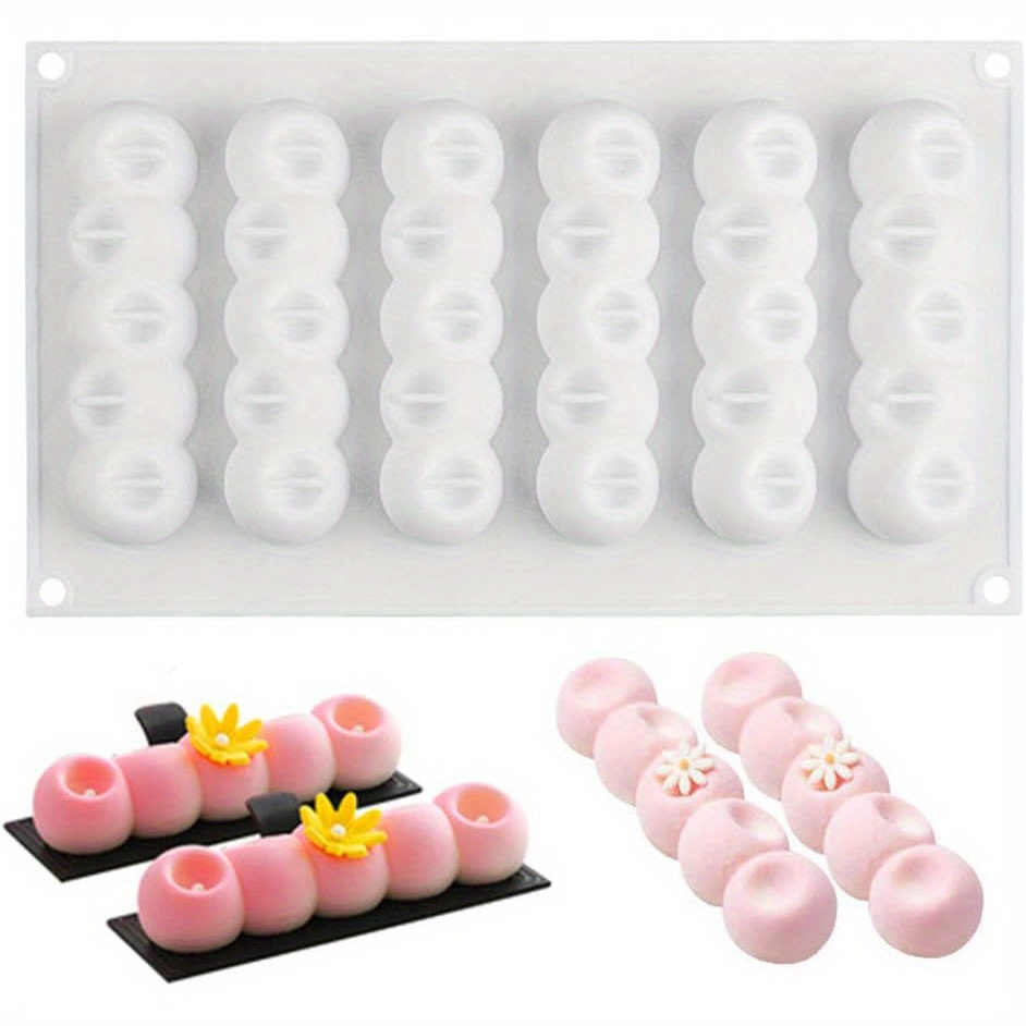 

Silicone Caterpillar Mousse Strip Cake Mold - 6 Row Meatball Ice Cream Chocolate Baking Mold For Desserts