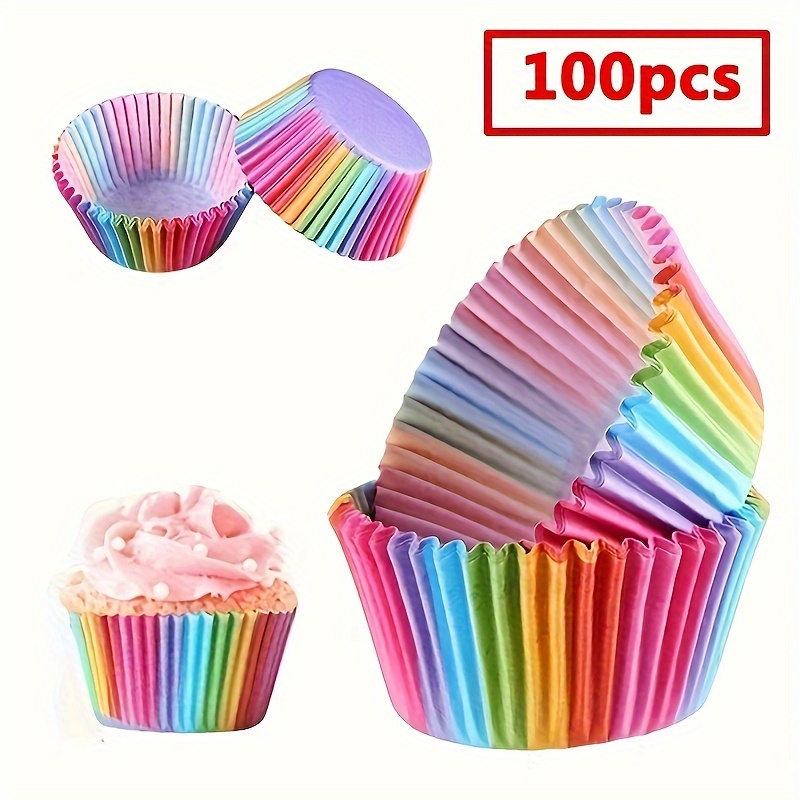 

100pcs Cupcake Liners, 2.75inch Diameter, Grease-proof Baking Cups, Dotted Cut Design, For Cookies, Snow Charms, Cakes, Office Gift Packaging Supplies