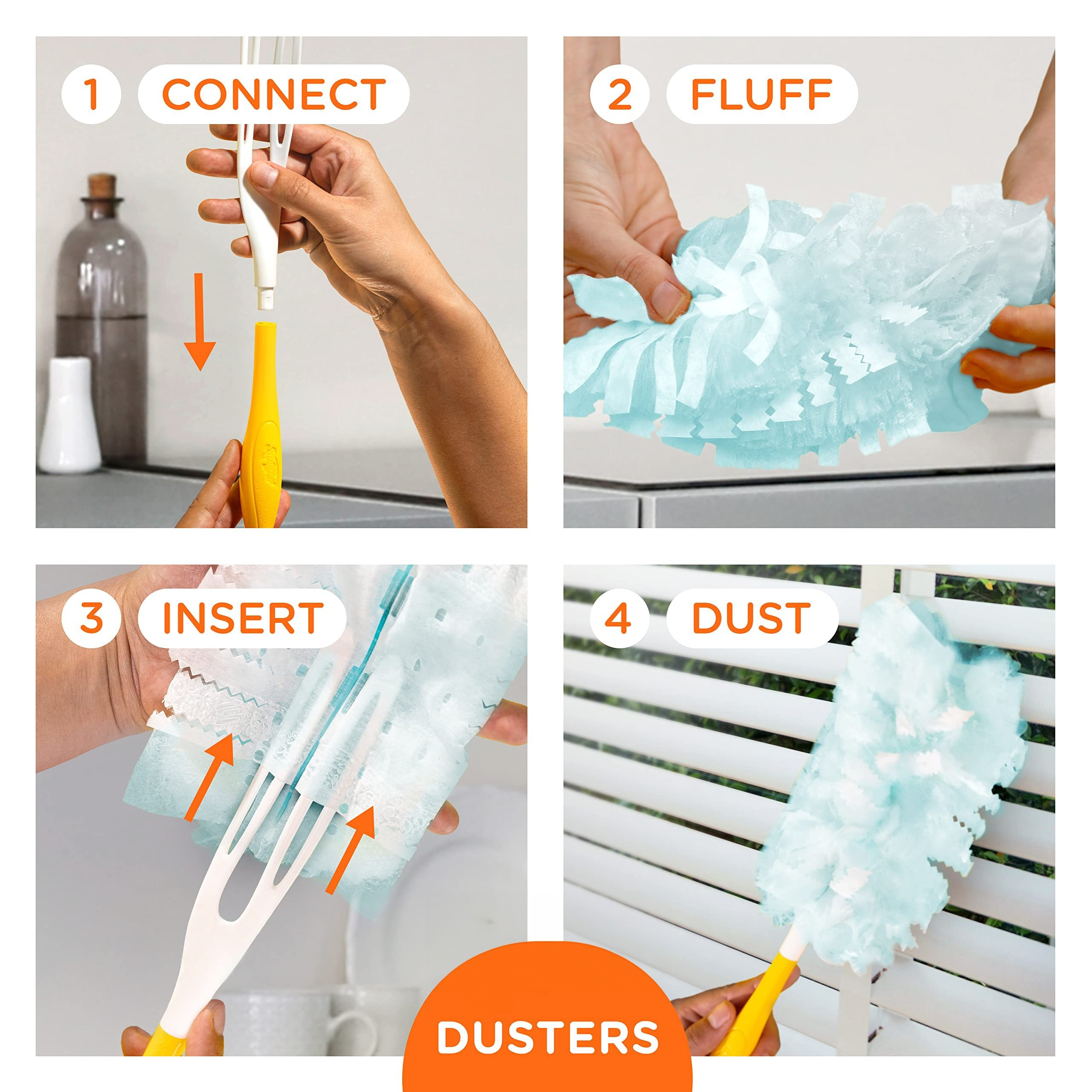 10 pack electrostatic disposable duster refills easy dust removal for bedroom bathroom kitchen furniture no electricity or battery needed handle not included cleaning tools accessories details 0