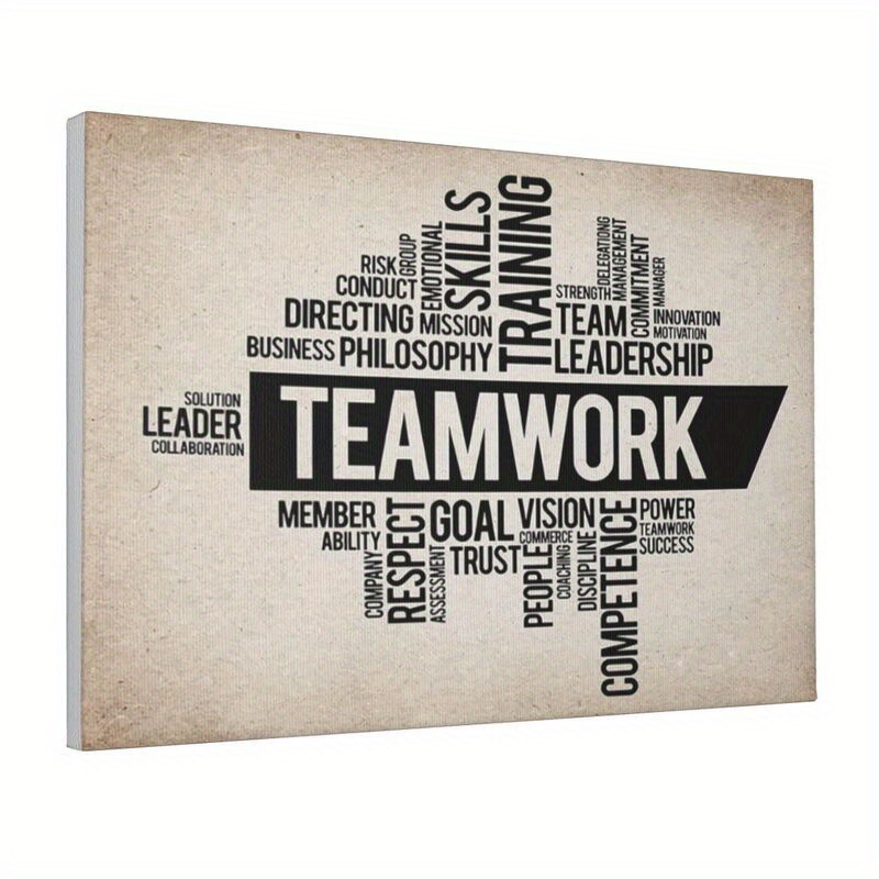 team work inspirational quotes canvas wall art frameless 12x18 inch minimalist painting for home living room bedroom office decor 1pc