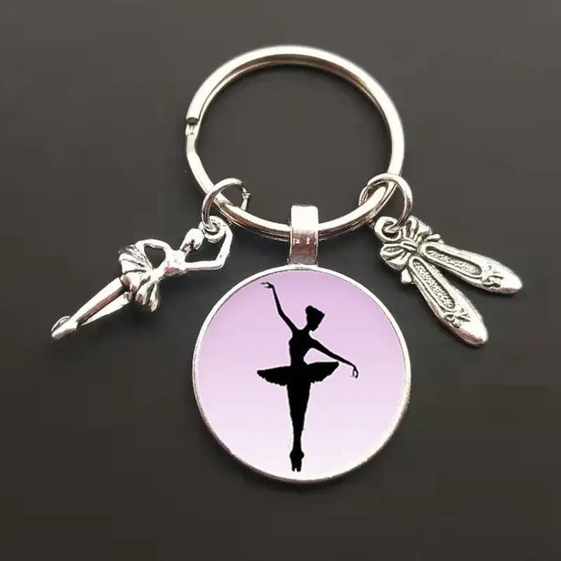 Portachiavi Con Ciondolo Pesante a Forma di Ballerina con Strass Colorati - Dimensione 12cm - Idea Regalo/Occasione Speciale/Bambina/Ragazza (Oro/Rosso