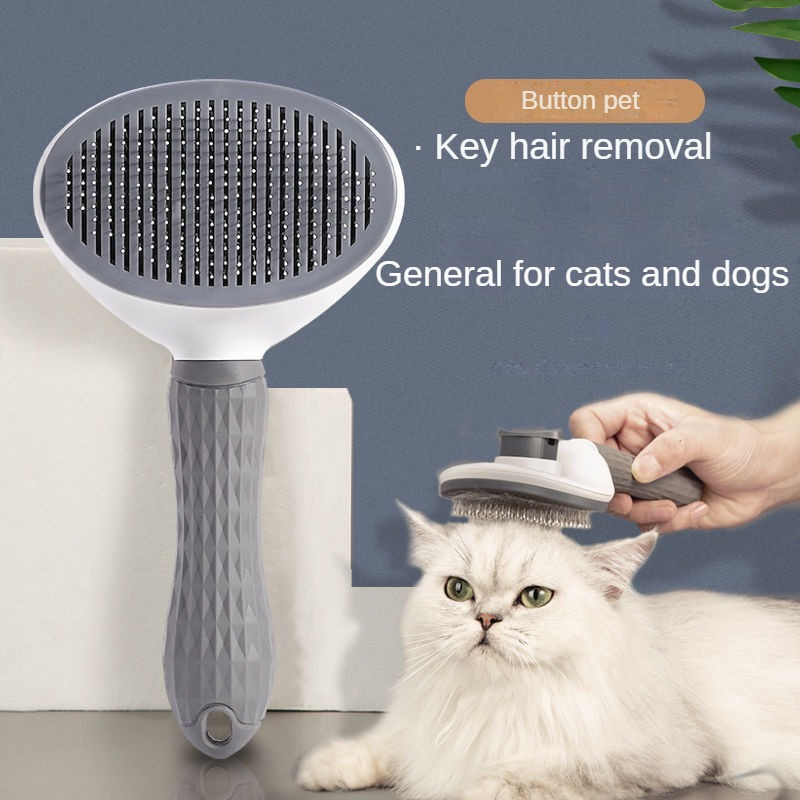 

Self-cleaning Cat Brush With Metal Teeth, One- Hair Removal Comb, Grooming Tool For Cats And Dogs, Gentle On Skin, Suitable For Various Coat Types