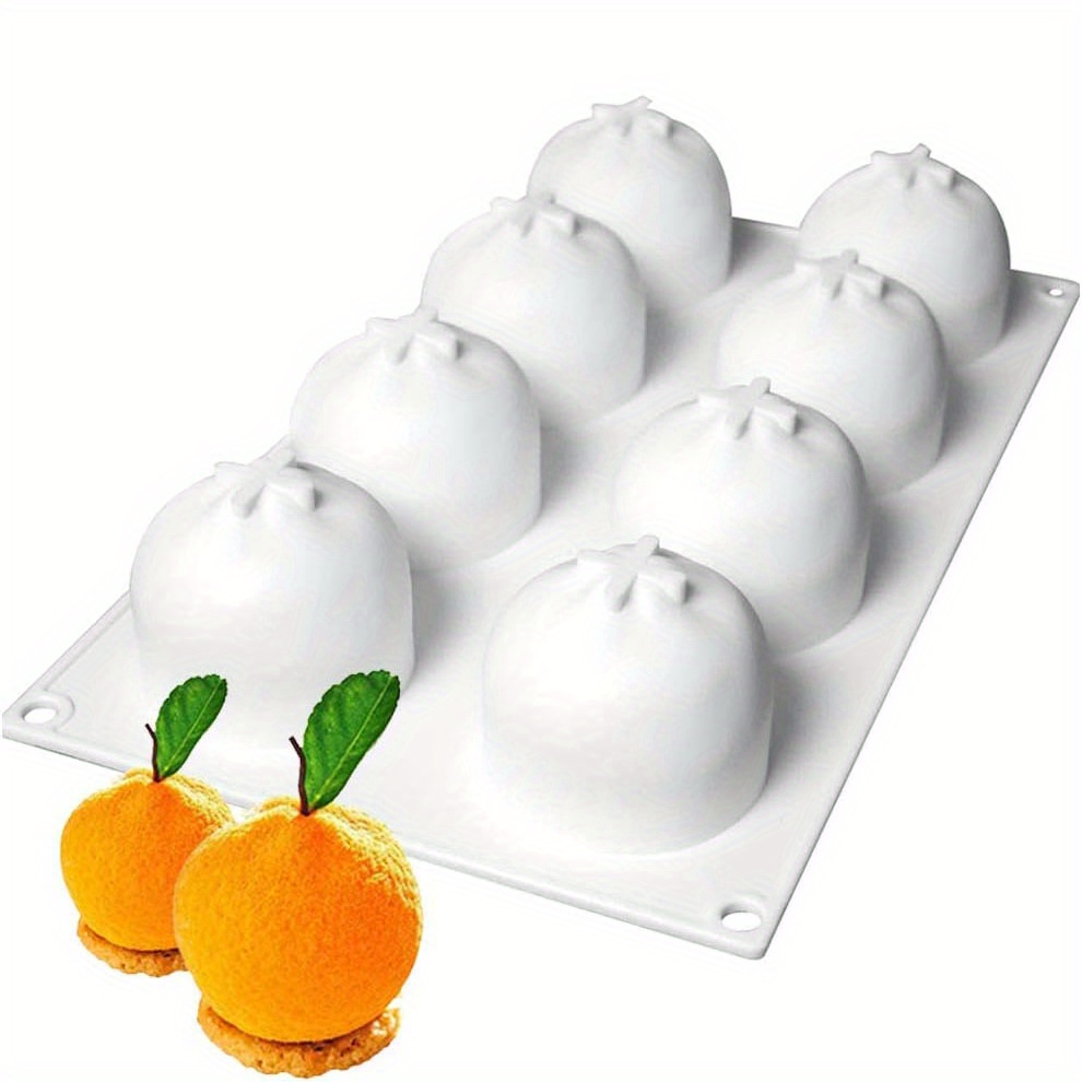 

1pc 3d Orange Silicone Mold For Baking Fruit Mousse Cake Chocolate Dessert Pudding Jelly Ice Cream Mould Cake Decoration Mold Non-stick And Easy Release