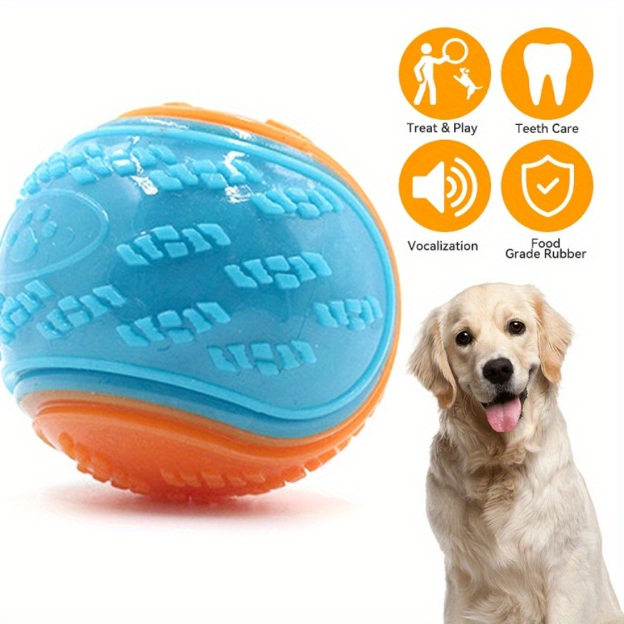

Durable Rubber Dog Chew Ball - Teeth Cleaning & Molar Health Toy For All Breeds, Striped Pattern