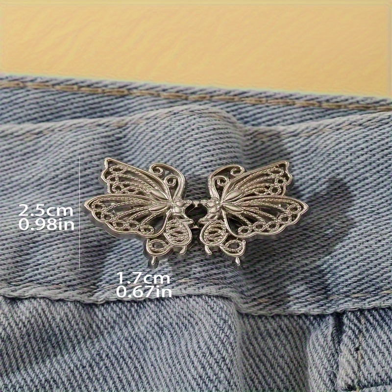 

Elegant Butterfly Waist Reducer Clips For Jeans & Skirts - Adjustable, No-sew Tightness Fasteners In Golden/silvery