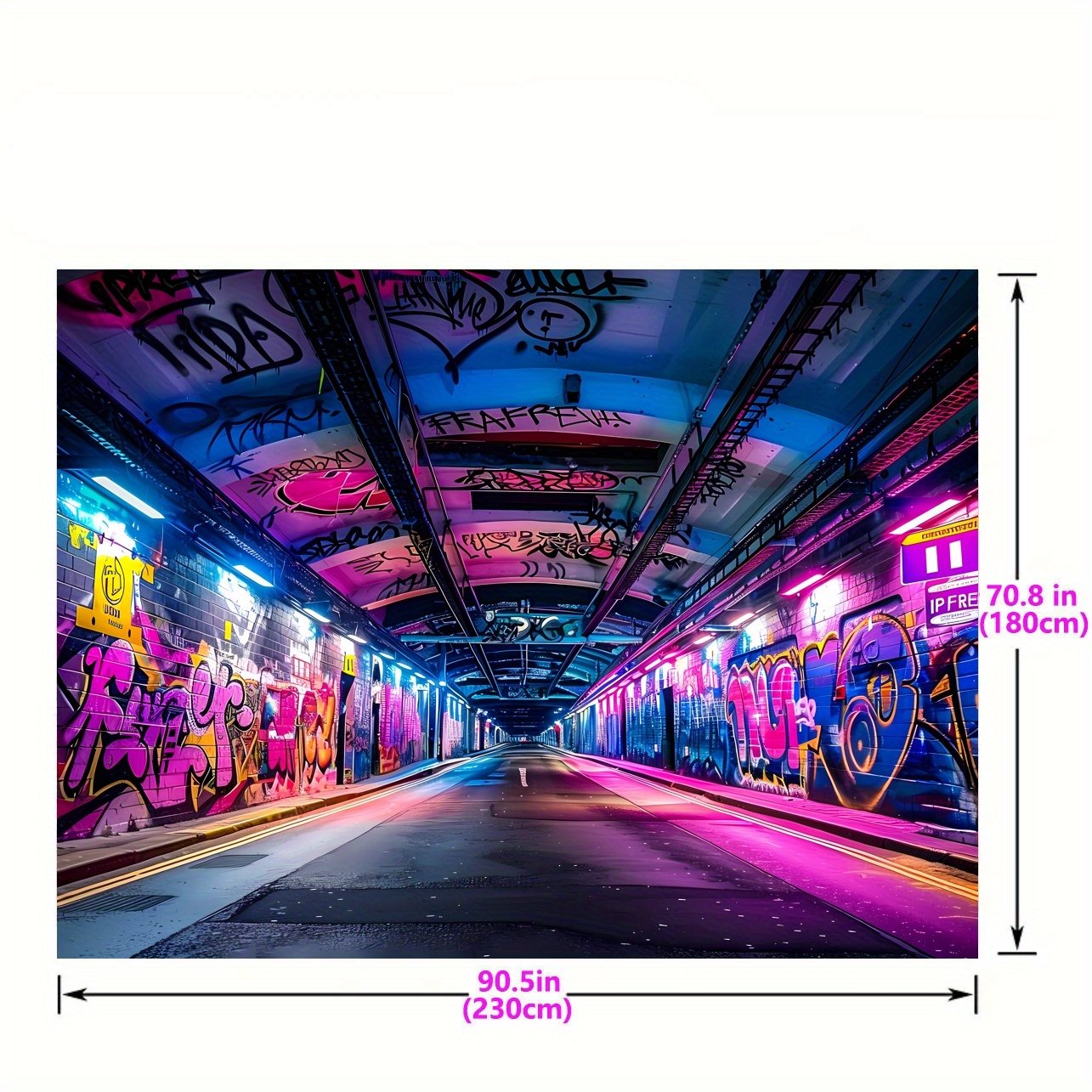 TEMU 1pc Ai Street Hip Hop Backdrop Designed For Music-themed Parties, Featuring Vibrant Graffiti Art Suitable For Photography, With A Hip Hop Funk