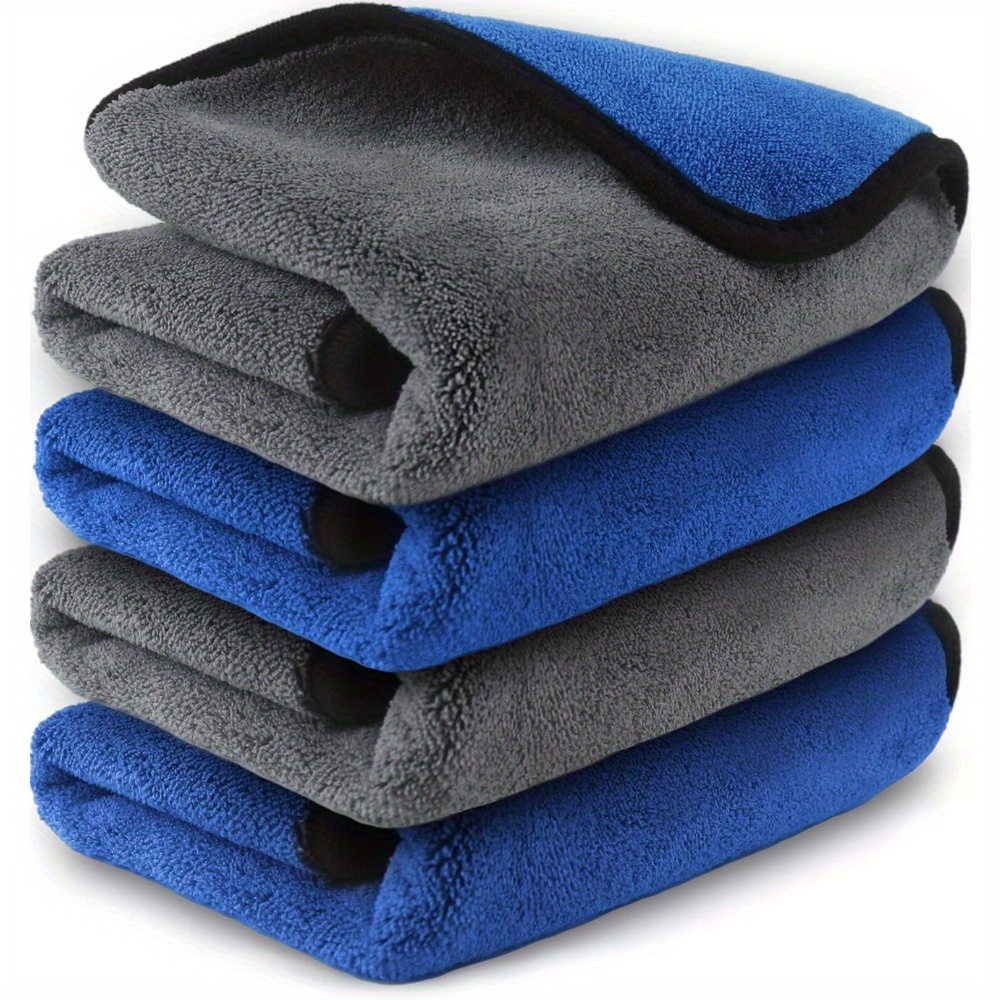 TEMU Juego de 4 toallas de microfibra para coches, absorción, ultra gruesas 800GSM, sin pelusas, sin arañazos, resistente a la decoloración - 16x12 pulgadas