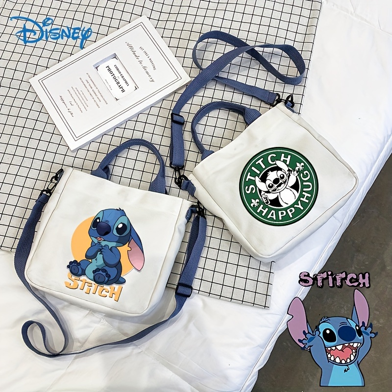 

Disney Stitch Canvas Tote Bag, Casual Crossbody Messenger Bag, Cartoon Anime Shoulder Bag With Removable Strap