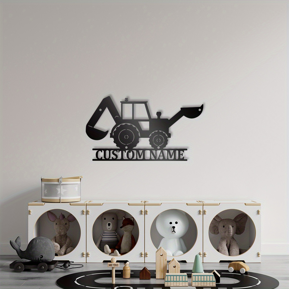 1pc Personalized Excavator Metal Wall Art with Custom Name - Iron Construction Vehicle Decor for Kids Room, Boys Nursery, Home Decoration - Unique Digger Driver Sign