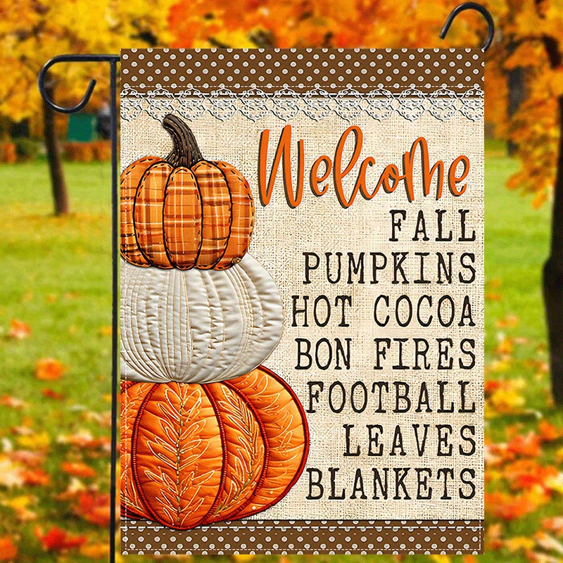 

Welcome Fall Garden Flag - Double-sided, Waterproof Polyester Linen, Multipurpose Yard Banner For Thanksgiving And Autumn Seasonal Decorations, 12x18inch, No Electricity Needed.