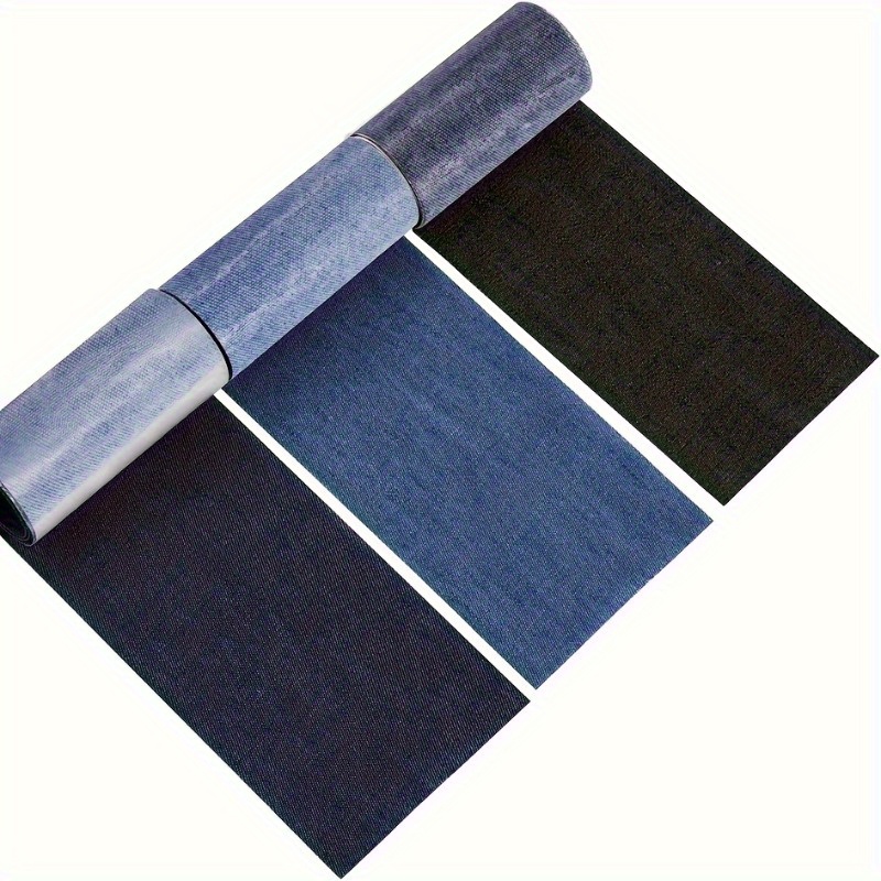 

1 Roll Of Jean Iron-on Patches, 3.15 X 19.69 Inch Repair Patches, Clothing, Self-adhesive Iron-on Patches, Diy Hole Patch Patch (, Light Blue, Black)