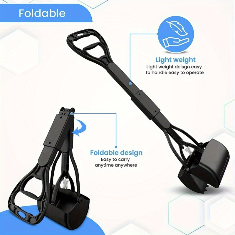 

Easy-clean Portable Dog Poop Scooper With Foldable Long Handle - Durable, Hygienic Pet Waste Pickup Tool For Indoor & Outdoor Use