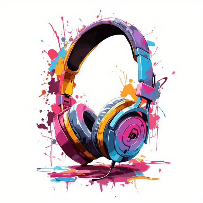 

Vibrant 3d Headphone Iron-on Patch - Easy Apply To Clothes & Backpacks, Washable