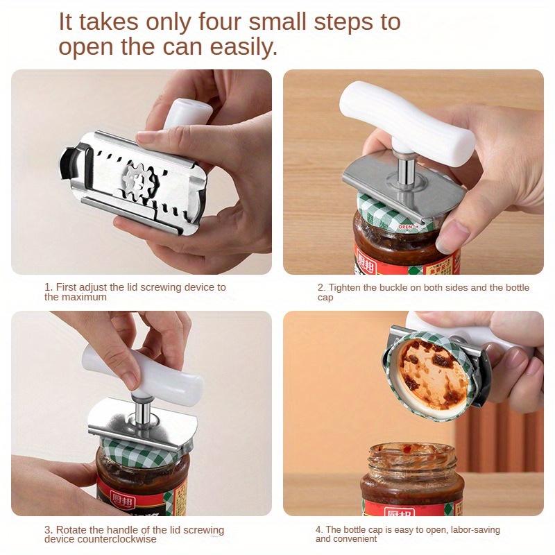 manual stainless steel can opener labor saving quick lid screw rotation multifunctional kitchen tool for home use