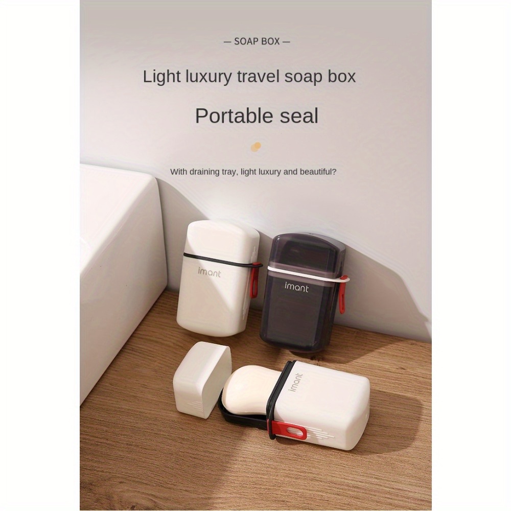 

Square Travel Soap Dish With Lid, Mini Portable Seal Soap Box, Draining Storage Container, Lightweight Plastic Material For Business Trips, Leak-proof And Compact Design