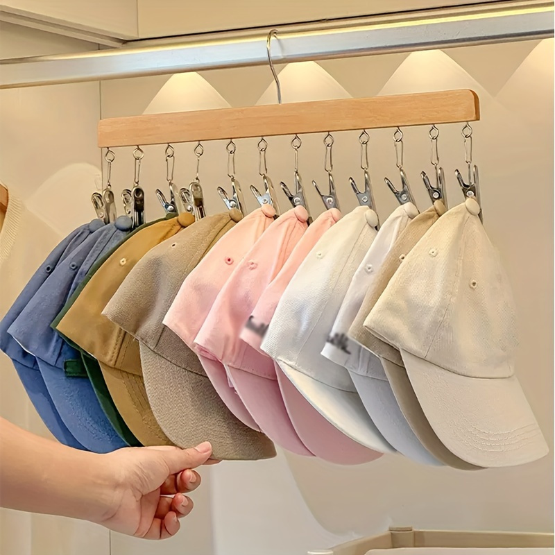 versatile 12 clip wooden hat hanger ideal for drying organizing underwear ties scarves belts in bedroom or closet Product details 2