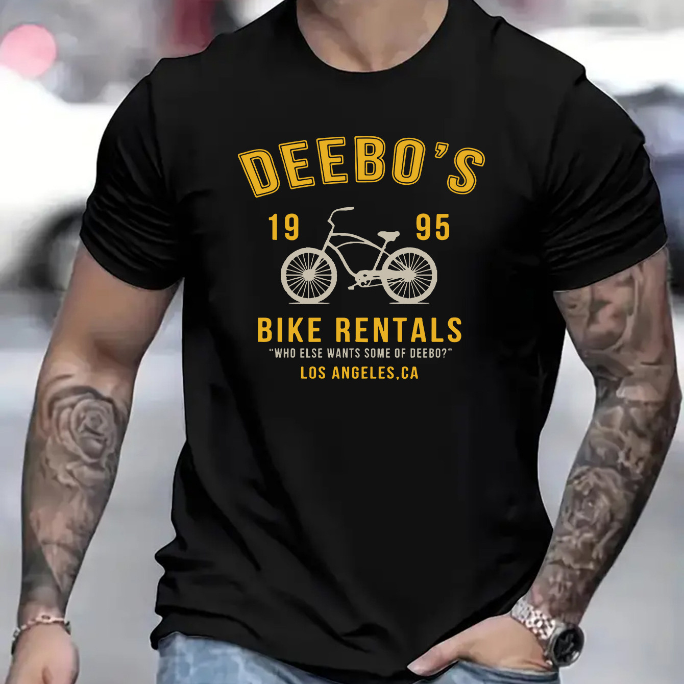 

Deebo's 1995 Bike Rentals Print T-shirt, Tees For Men, Casual Short Sleeve T-shirt For Summer
