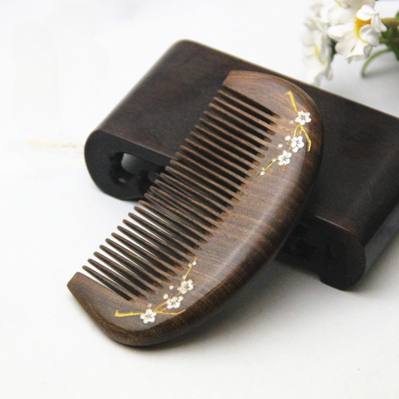 

Pocket Wooden Comb Natural Sandalwood Super Narrow Tooth Wood Combs Beard Comb Hair Styling Tools Black Gold 2024