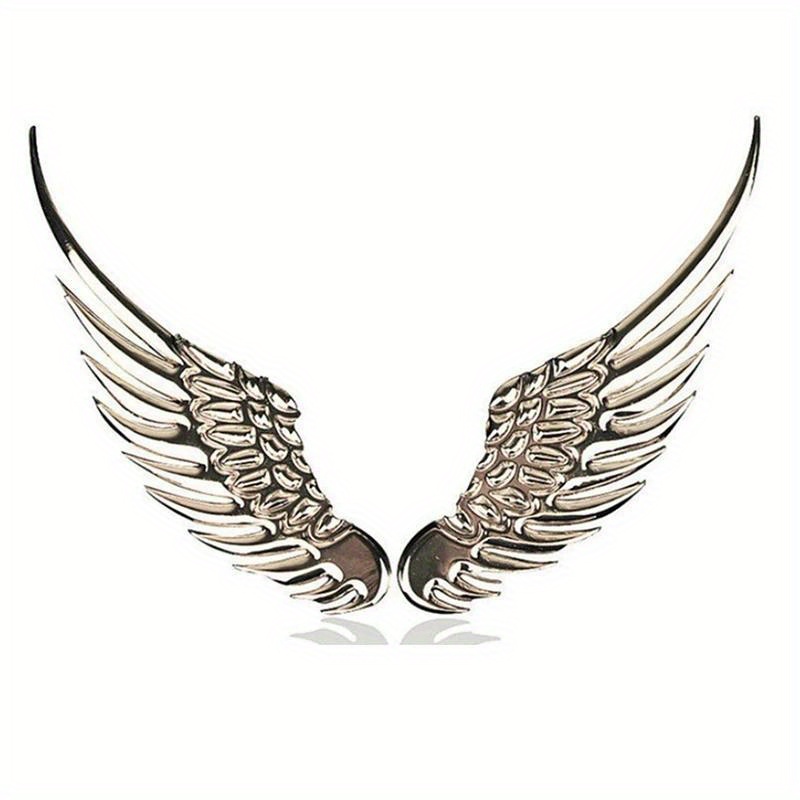 1pair Car Motorcycle Body Sticker 3d Eagle Wings Badge Aluminum Decals Silver/golden Exterior Additions