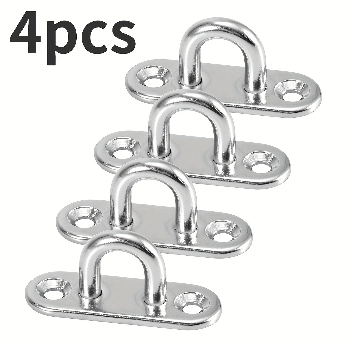 

4 Pack Stainless Steel Utility Hooks, U-shaped Ceiling Mount With Rectangular Base, Rust Resistant Eye Plate For And Hanging