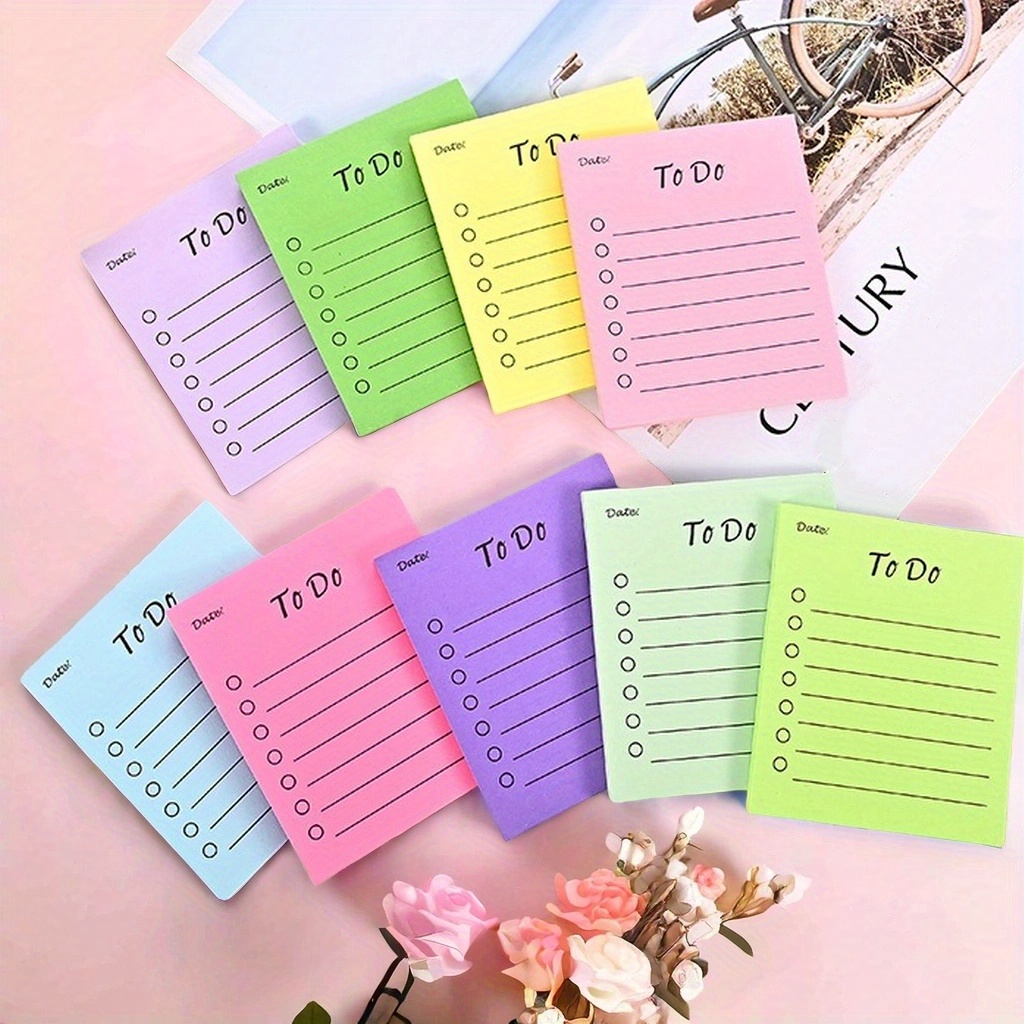 

4-pack Assorted Colored Lined Sticky Notes For Task Organization - Paper Material, Creative To-do List Design, Removable Adhesive For School & Office Use