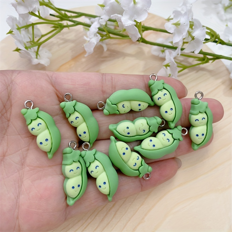 

12pcs Resin Charms - Cute Bean Pendants For Diy Jewelry, Keychains, Bracelets, Earrings - Crafting Accessories