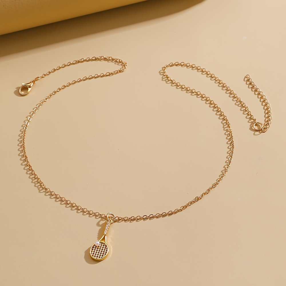 TEMU Colgante de Raqueta de Tenis - Regalo Minimalista para Jugadores de Tenis, o Aniversario - Cadena de Encanto de Raqueta de Tenis de Aleación