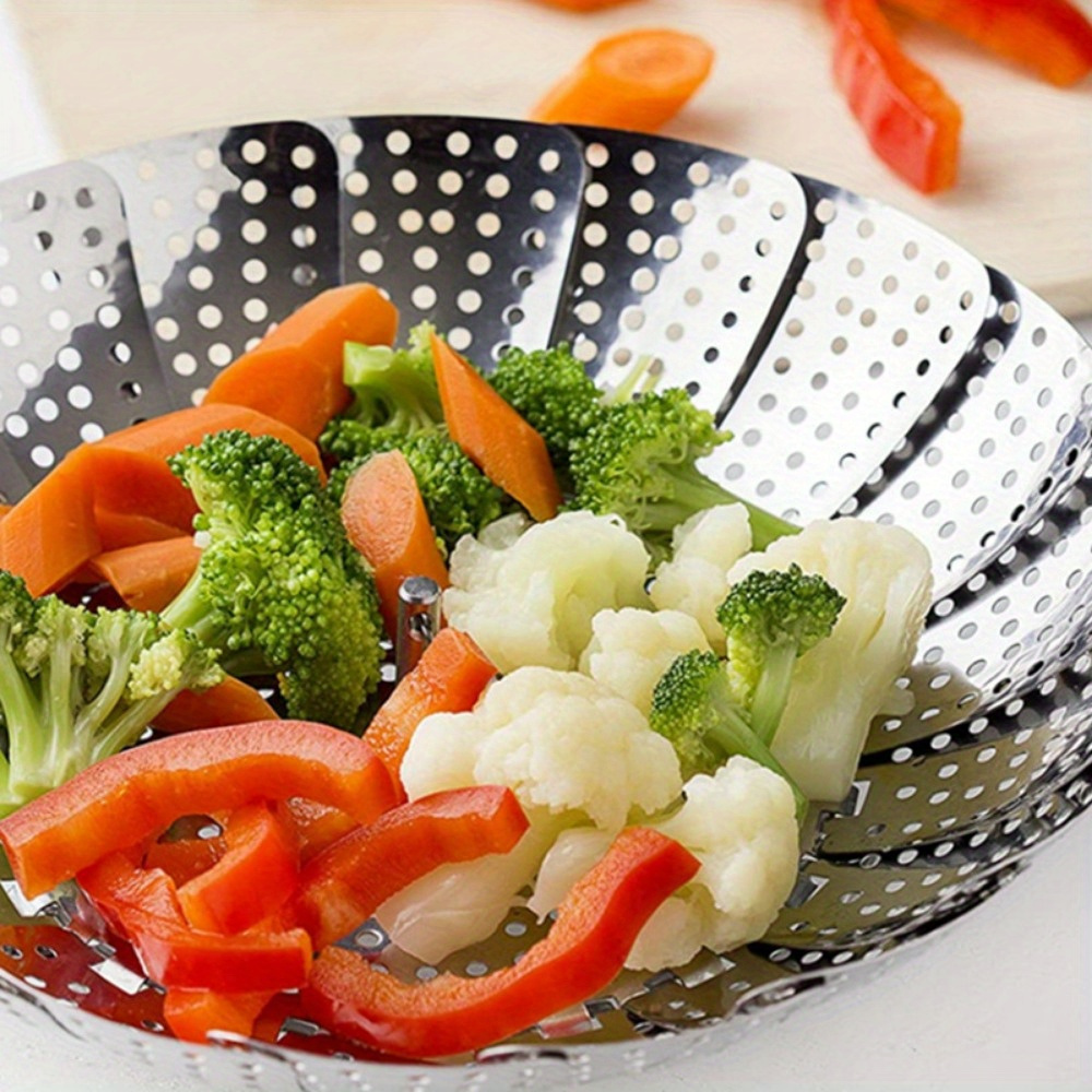 1pc expandable stainless steel steamer basket foldable veggie steaming rack adjustable to fit   pot sizes 6 to   non electric for healthy cooking durable easy to clean details 1