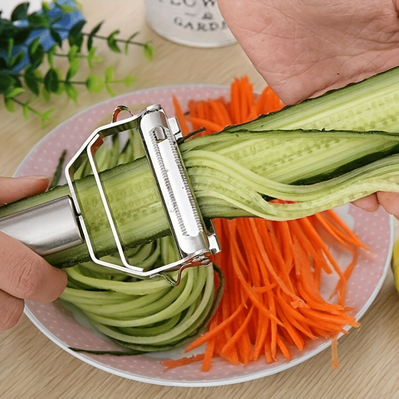 

Stainless Steel Julienne Peeler - Multifunctional Vegetable & Fruit Slicer, Durable Grater For Potato, Carrot, Cucumber, Melon, Home Kitchen Use, Food Contact Safe, 1pc