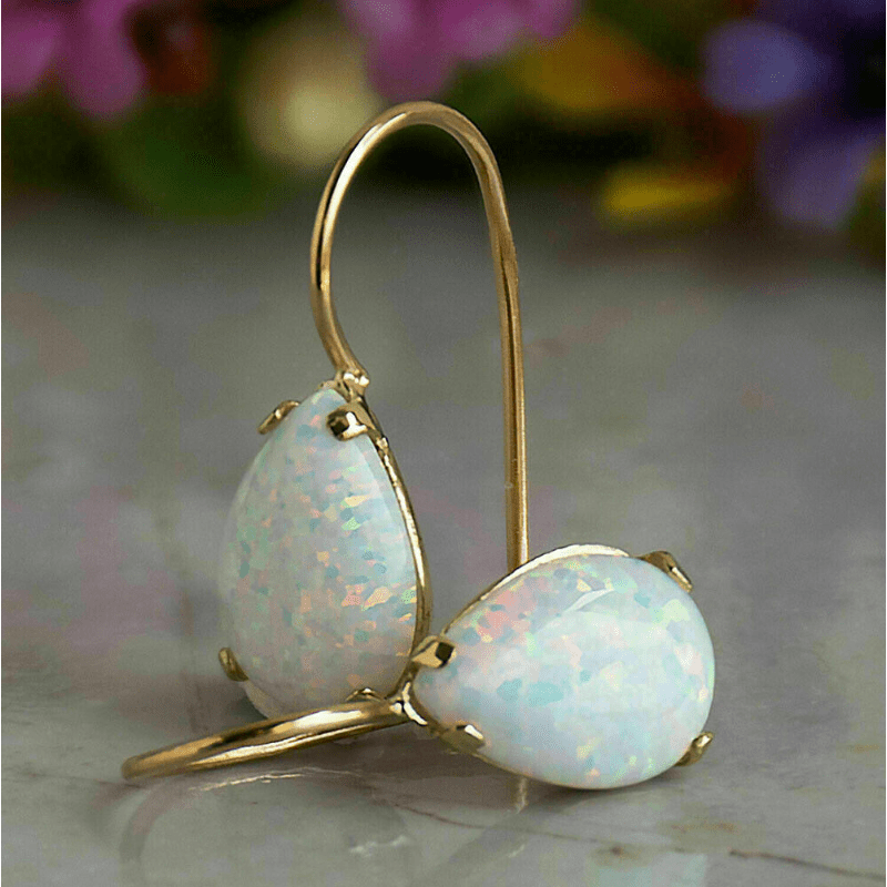 

Elegant Bohemian Style Earrings, High-quality Classic Jewelry, 1 Pair Gold Plated With Opal, Perfect For Anniversary & Birthday Gifts, Ideal For Parties And Evenings, 1.5cm Drop Length