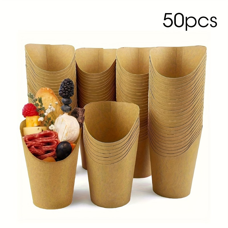 

50pcs Disposable Paper Snack Cups - Uncharged, Perfect For Parties & Events, Versatile Bakeware For Appetizers & Desserts