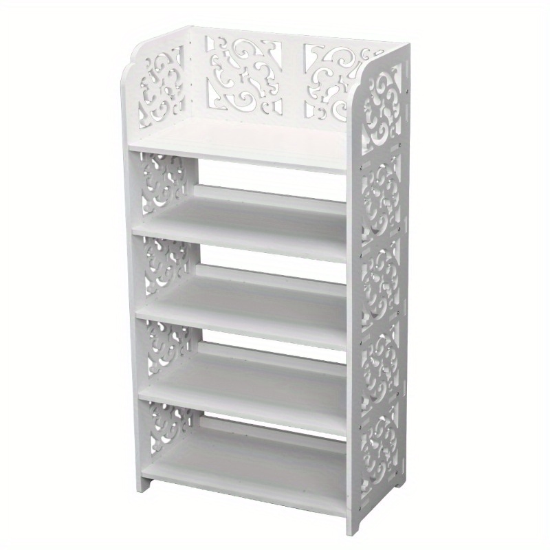 

Wood-plastic Panel - 5-layer Carved Shoe Rack - Type A (42*24*80cm) White