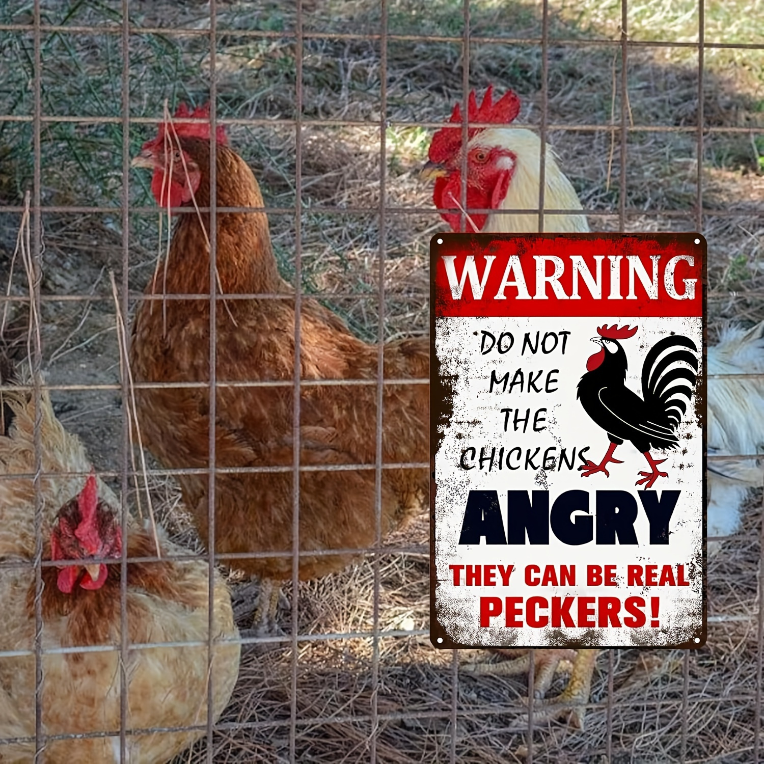 Funny Vintage Chicken Coop Metal Sign 8x12 Inches Keep Chickens Calm