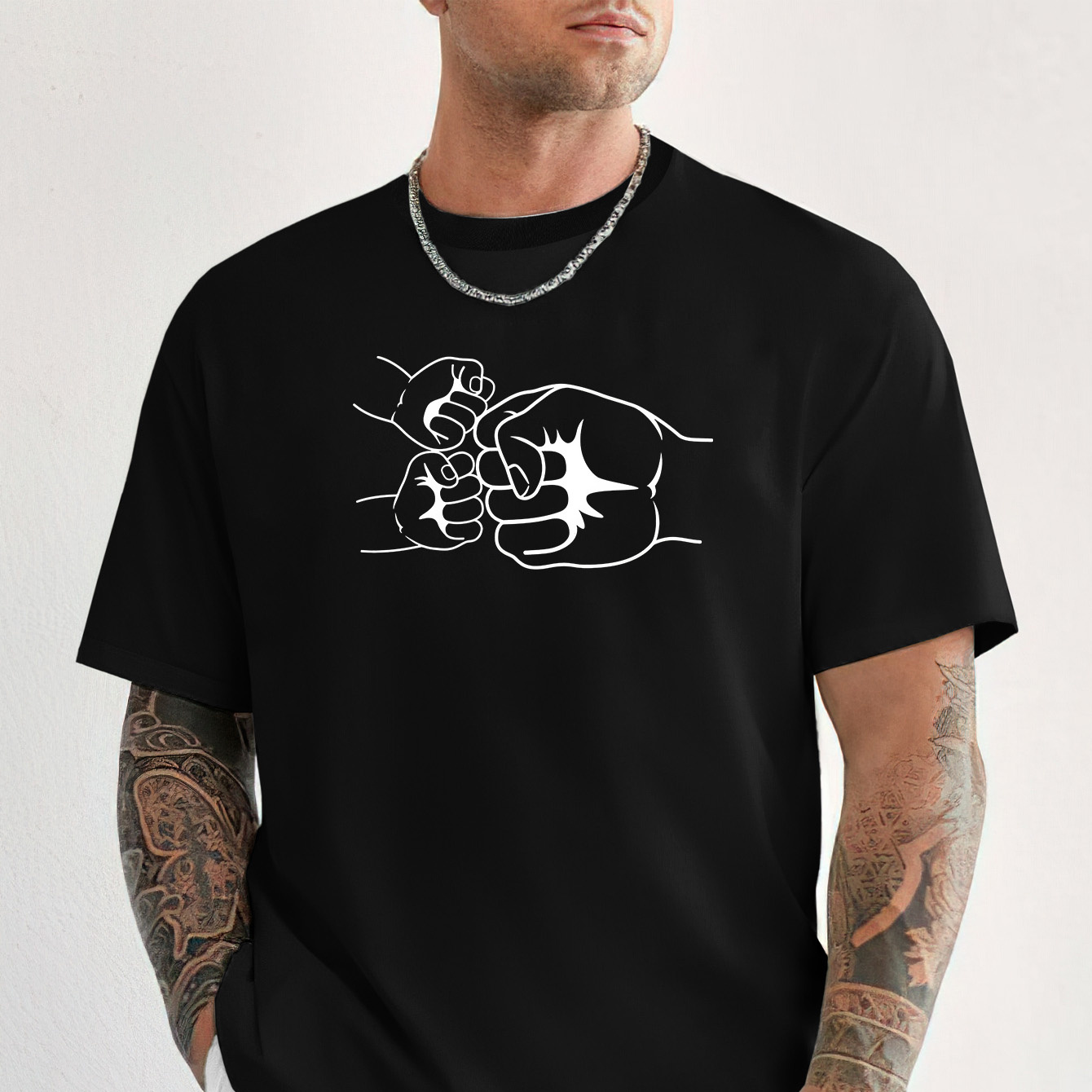 

Men's T-shirt, Family Love Print Short Sleeve Crew Neck Tees For Summer, Casual Outdoor Comfy Clothing For Male