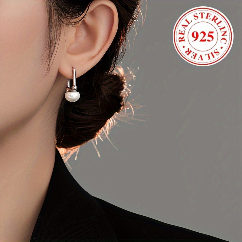 

S925exquisite 925 Sterling Silver Hypoallergenic Hoop Earrings With Freshwater Pearl Design Elegant Luxury Style Female Gift5.28g/0.19oz