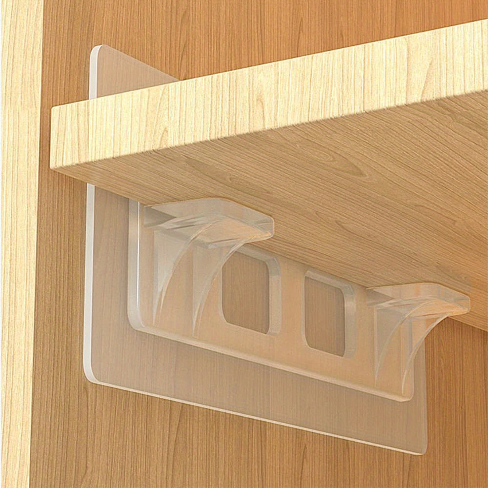 

6-piece Easy-install Self-adhesive Shelf Support Pegs - No Drilling Required, Perfect For Closets & Showcases, Durable Plastic, 4.72x1.9in